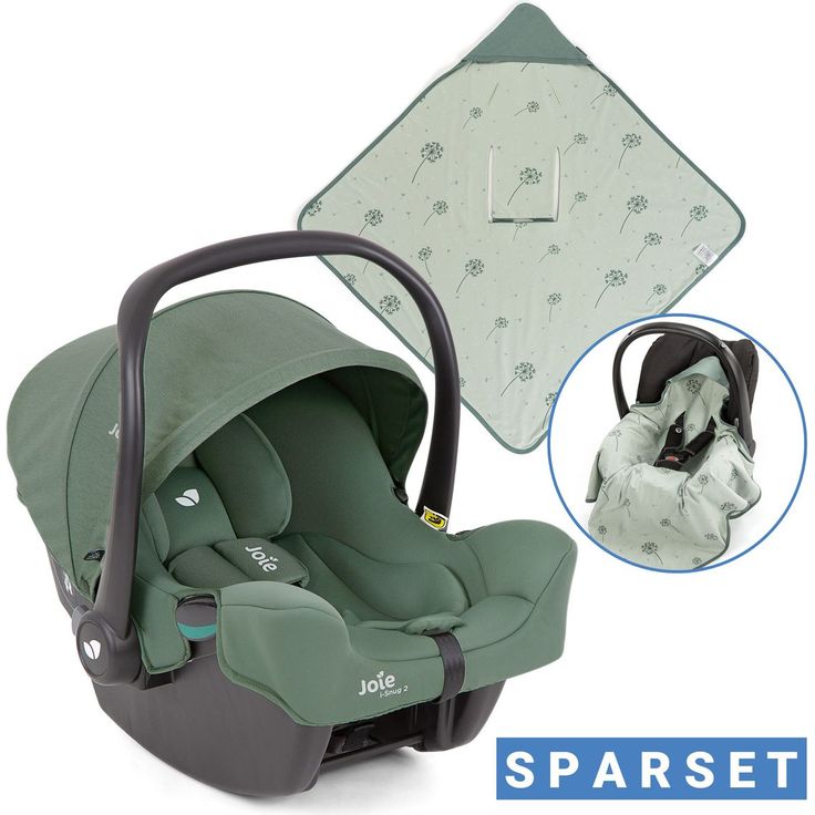 Joie i-Snug 2 i-Size Babyschale, 0-13 kg mit Sitzverkleinerer und Einschlagdecke Pusteblume - Laurel, nur 3,35 kg