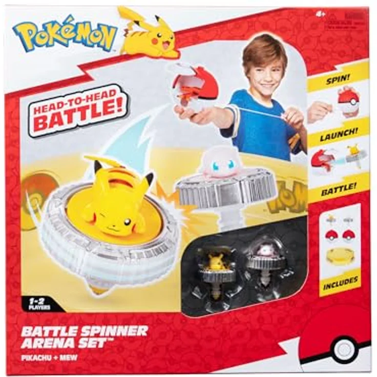 Pokémon PKW4403 - Battle Spinner - Arena mit Mew und Pikachu, offizielles Pokémon Spielset, authentische Details, Pokéball Launcher – Bild 1