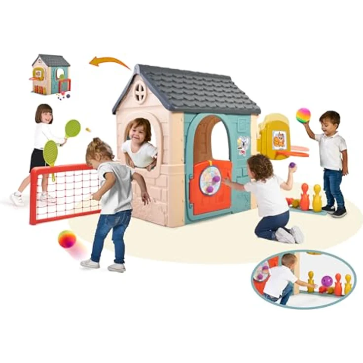Feber Casual 6 Activities House, Spielhaus mit 6 Spielaktivitäten, Sonnenlichtbeständigen Farben, leicht montierbar, geeignet ab 3 Jahren – Bild 1