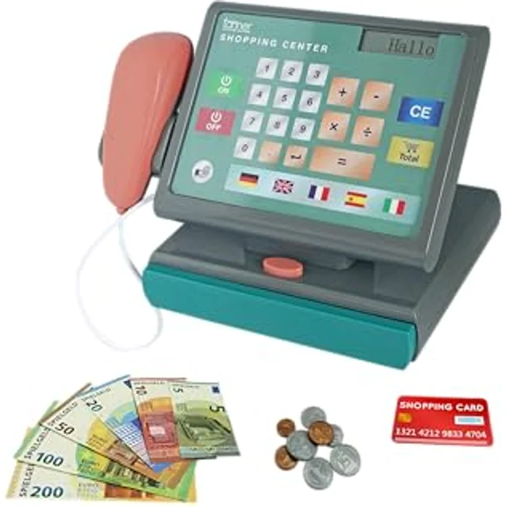 Tanner - Der kleine Kaufmann DEKO – Scannerkasse mit Scan- und Sprachfunktion, interaktiv, inklusive Spielgeld, Kunststoff, 27 x 17 x 22 cm – Bild 4