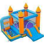 COSTWAY Hüpfburg Springburg 5-in-1, mit Gebläse, Bällen & Rutsche für Kinder (3-10 Jahre)