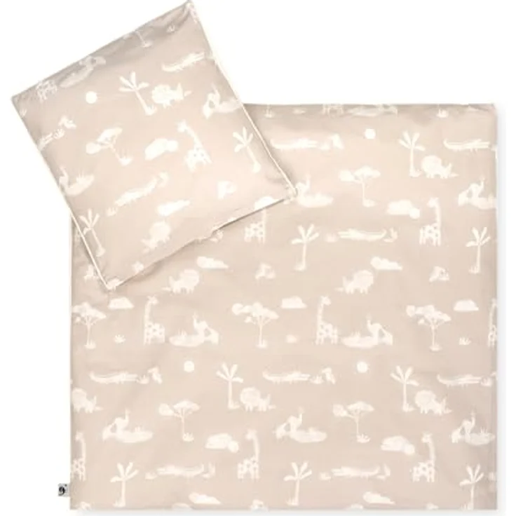 Julius Zöllner Bettwäsche Organic Jungle Dream, 2-teiliges Set für Babybett, schadstoffgeprüft, atmungsaktiv, Gr. 80x80 und 35x40 cm – Bild 1