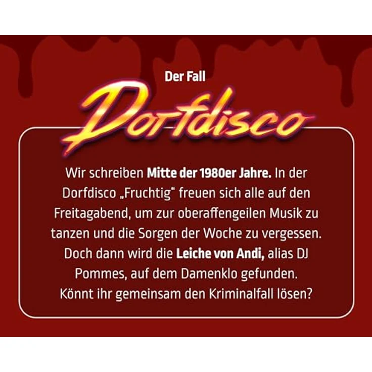 MORD bei Tisch Krimidinner für Zuhause, Der Dorfdisco Fall - Krimi Spiel für 4-6 Personen ab 16 Jahren, ideal für mörderische Dinnerpartys – Bild 4