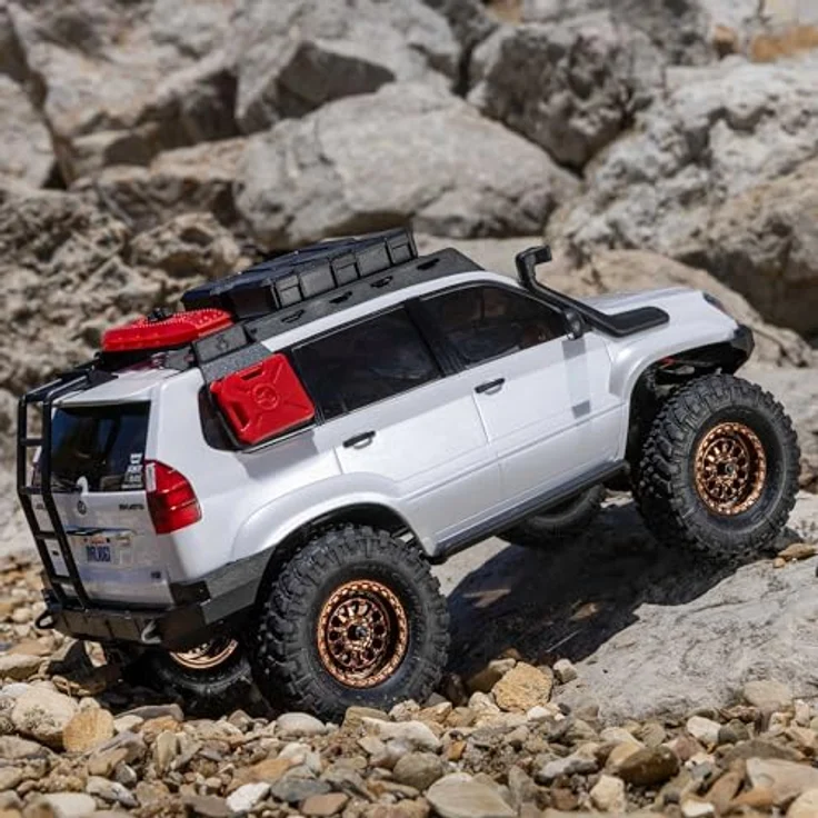 Axial 1/24 SCX24 Lexus GX 470 4X4 RTR, Brushed Rock Crawler mit ABS-Karosserie, ölgefüllten Stoßdämpfern, inklusive Akku und Ladegerät, Weiß – Bild 4