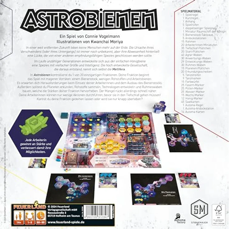 Feuerland Spiele Astrobienen, Brettspiel mit 20 einzigartigen Fraktionen, auf Deutsch, für 1-5 Spieler, 60-90 Minuten Spieldauer – Bild 3