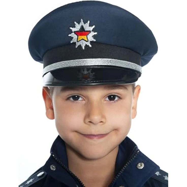 Maskworld Polizei-Uniform für Kinder, 3-teiliges Kostüm in Dunkelblau für Karneval, Fasching & Halloween - Größe 116 – Bild 4