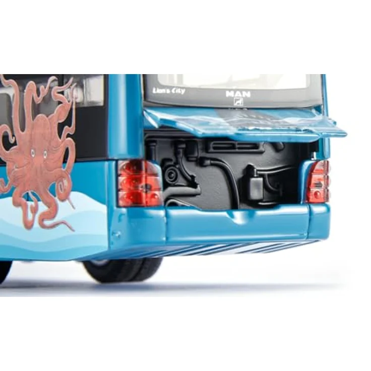 Siku SIKU SUPER Gelenkbus, MAN Modellfahrzeug in türkiser Lackierung mit detailliertem Innenraum und Stickerbögen – Bild 4