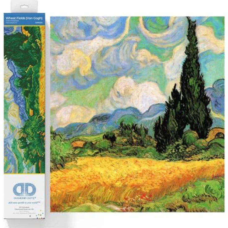 Diamond Dotz Kreativset „Weizenfeld mit Zypressen“, Bastelset für Erwachsene und Jugendliche ab 12 Jahren, inklusive hochwertiger Strasssteine und detaillierter Anleitung, 51 x 39 cm – Bild 1