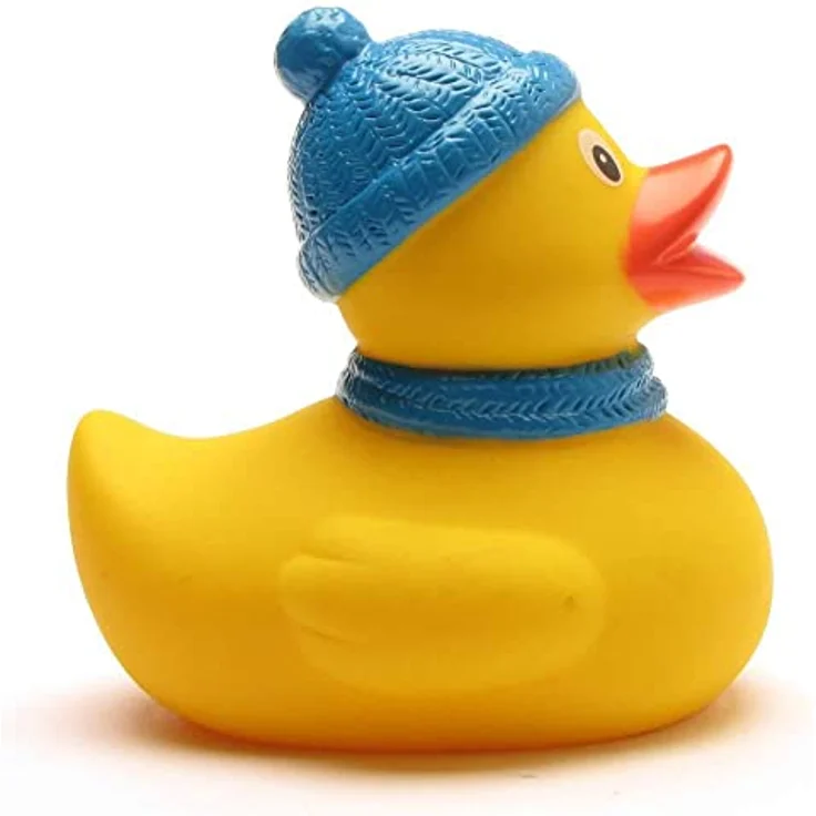 Duckshop Badeente - personalisierbar (Winter Ente), Schwimmendes Badewannenspielzeug mit Quietscheloch, max. 10 Zeichen Wunschtext – Bild 4