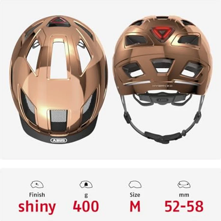 Abus Hyban 2.0 Chrom Rose, Kinderfahrradhelm, Größe M 52-58 cm, mit stylischem Chrom-Finish – Bild 3