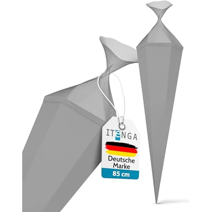 itenga Bastelschultüte Schultütenrohling Zuckertüte Schultüte eckig 85 cm mit Tüllverschluss (grau) – Bild 4