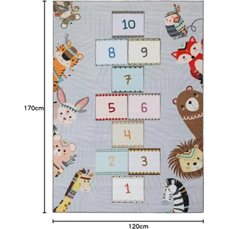 SIMPEX Himmel und Hölle Kinderteppich, Grau, 120 x 170 cm, rutschfeste Unterlage, pädagogischer Nutzen, OEKO-TEX STANDARD 100 zertifiziert – Bild 2