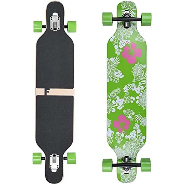 FunTomia Flex3 bis 68kg - Camber Longboard (Hawaii Blume - Ahornholz)