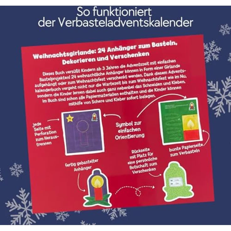 frechverlag GmbH Das Adventskalender-Verbastelbuch für die Allerkleinsten, 24 weihnachtliche Bastelprojekte für Kinder ab 3 Jahren, Schneiden und Kleben – Bild 3