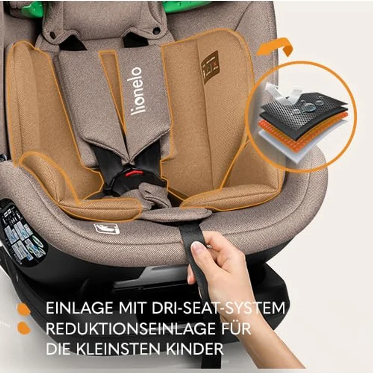 lionelo Autokindersitz LAVENDER I-SIZE, i-Size/9-36kg/ISOFIX/Breiter Einstellbereich, blau – Bild 9