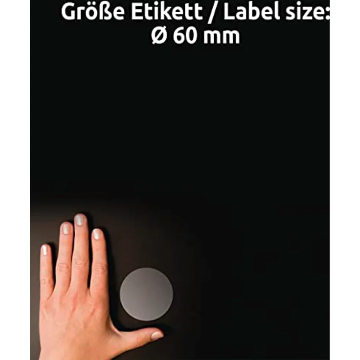 AVERY Zweckform L7787-25 transparente runde Etiketten (300 Klebepunkte, Ø60 mm auf A4, runde Aufkleber zum Bedrucken, selbstklebend, wetterfest, Beschriftungen/Produktaufkleber) 25 Blatt, durchsichtig – Bild 4
