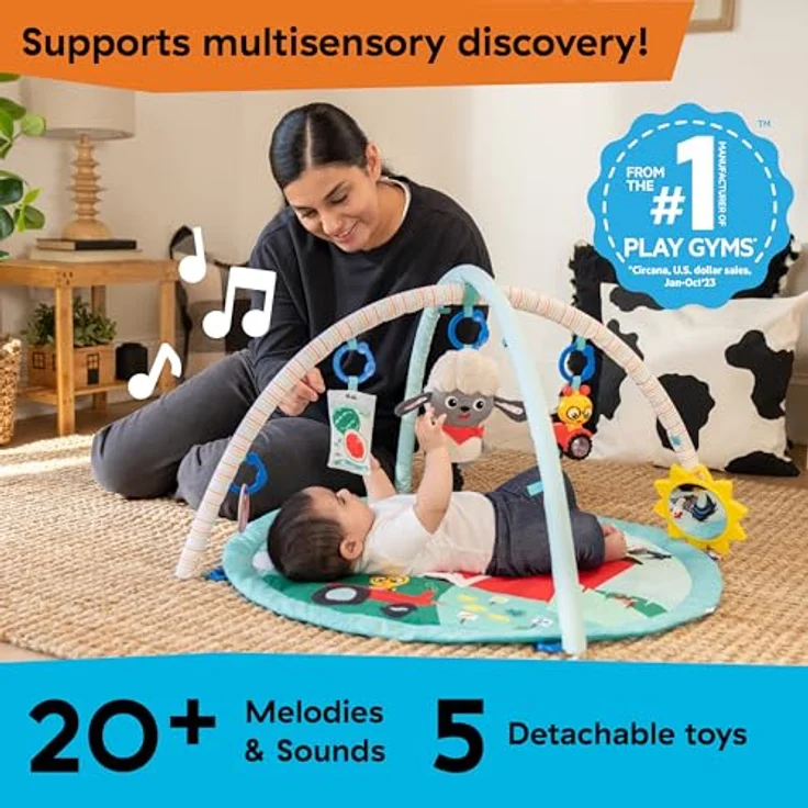 Baby Einstein Happy Harvest Touch & Feel Activity Gym, Spielbogen mit Soundeffekten und 5 sensorischen Überraschungen – Bild 4