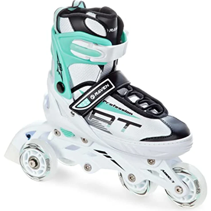 RAVEN Profession 3in1 Inlineskates Triskates Rollschuhe Inliner für Kinder und Erwachsene verstellbar (White/Mint, 31-35 (20,5cm-23cm)) – Bild 5