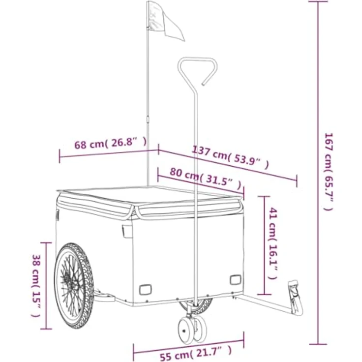 vidaXL Fahrradkinderanhänger Fahrradanhänger Schwarz und Grün 45 kg Eisen - Robuster Lastenanhänger mit maximaler Tragfähigkeit und praktischem Design – Bild 3