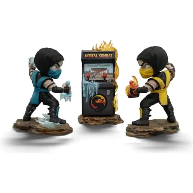 Iron Studios Mortal Kombat Mini Co. PVC Figuren Scorpion vs. Subzero, detailreiche Sammelfiguren, 15 cm, in Fensterbox