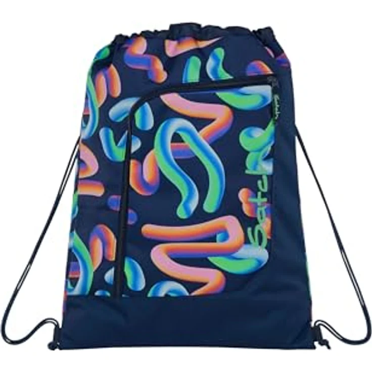 Satch Turnbeutel Sportbeutel, wasser- und schmutzabweisend, für satch Schulrucksäcke, mit separatem Reißverschlussfach, recyceltes Polyester, kunterbunt – Bild 1
