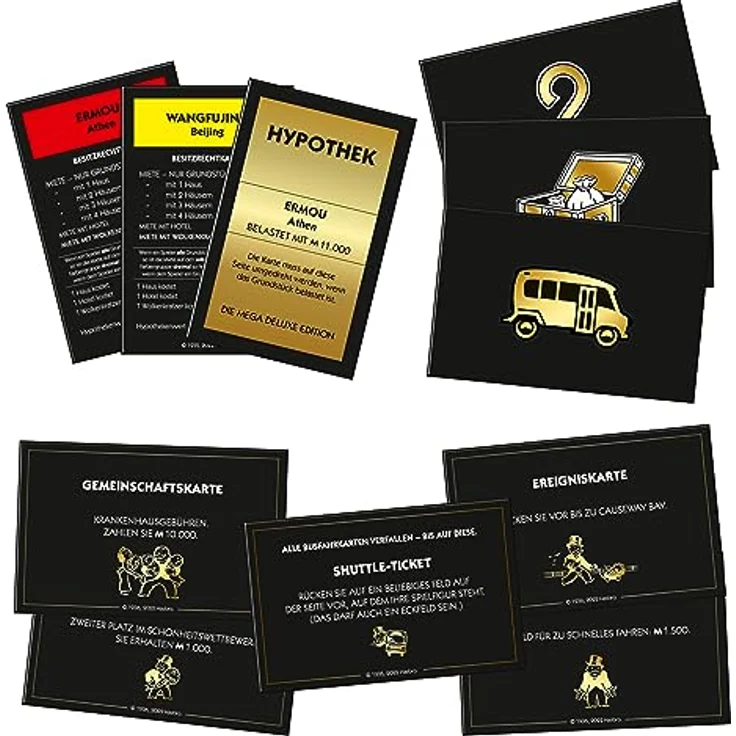Winning Moves Monopoly - Mega Deluxe Edition Luxus Brettspiel mit 12 zusätzlichen Spielfeldern, 250.000 M Startkapital, Silbernen Wolkenkratzern und Tempowürfel, für 2-6 Spieler, deutsch – Bild 4