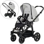 Hartan Kinderwagenset Racer GTS, 3-teilig, Hellgrau, mit Federung, 5-Punkte-Gurt, abklappbarer Fußstütze, Made in Germany