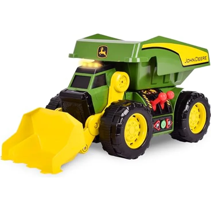 John Deere Maxx Power 2-N-1 Dig Rig, Aufsitz-Bagger-Spielzeug mit Lichtern und Sounds, grün-gelb