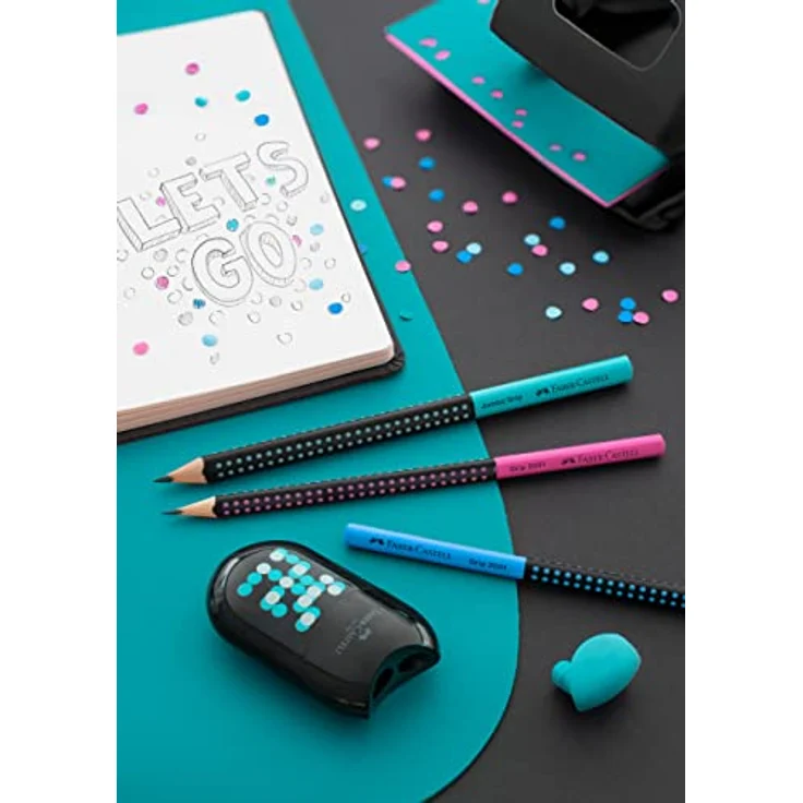 Faber Bleistift Jumbo Grip B schwarz/türkis – Bild 3