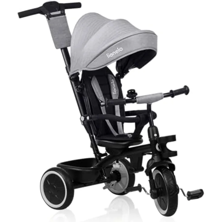 Lionelo Berry Multifunktionales Dreirad und Kinderwagen, PU-Räder, 360° Drehsitz, montierbar ohne Werkzeug