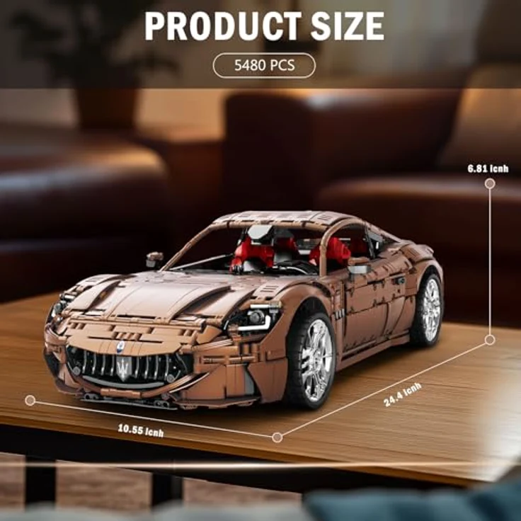 Reobrix 11009 Sportwagen Baustein Set, ferngesteuertes 1:8 Rennauto Modellbausatz für Erwachsene, intelligente App-Steuerung, dekoratives Design aus ABS, Geschenke für Automodell-Enthusiasten – Bild 5