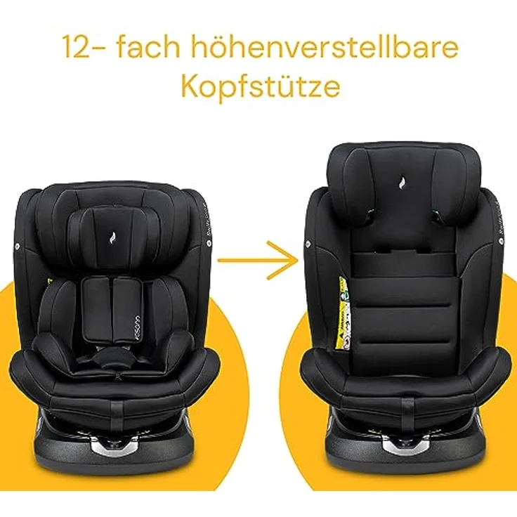 Osann Reboarder-Kindersitz Swift360 S i-Size 360° drehbar, ab 15 Monate - 12 Jahre, All Black, mit Isofix-Basis & Top-Tether – Bild 5