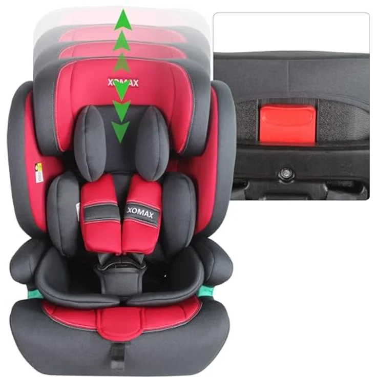 XOMAX LM238 Autokindersitz, ISOFIX, für Kinder 9-36 kg, anthrazit-rot, verstellbar und waschbare Bezüge – Bild 6