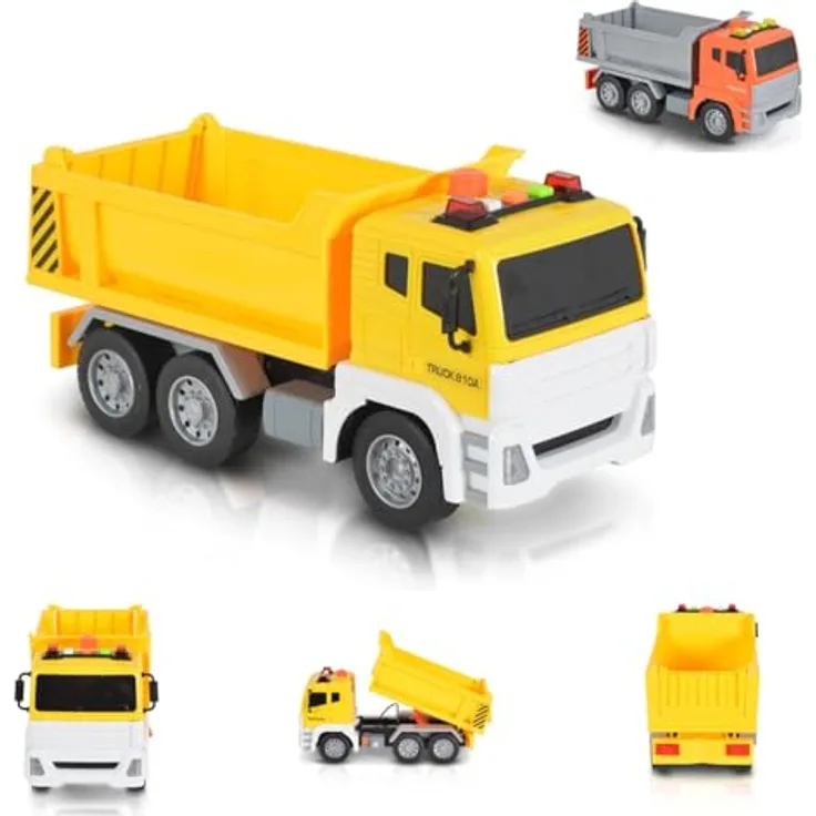 Moni Spielzeug-LKW Muldenkipper 1:12 Sound- und Lichteffekte Kippfunktion Dumper, Farben:gelb