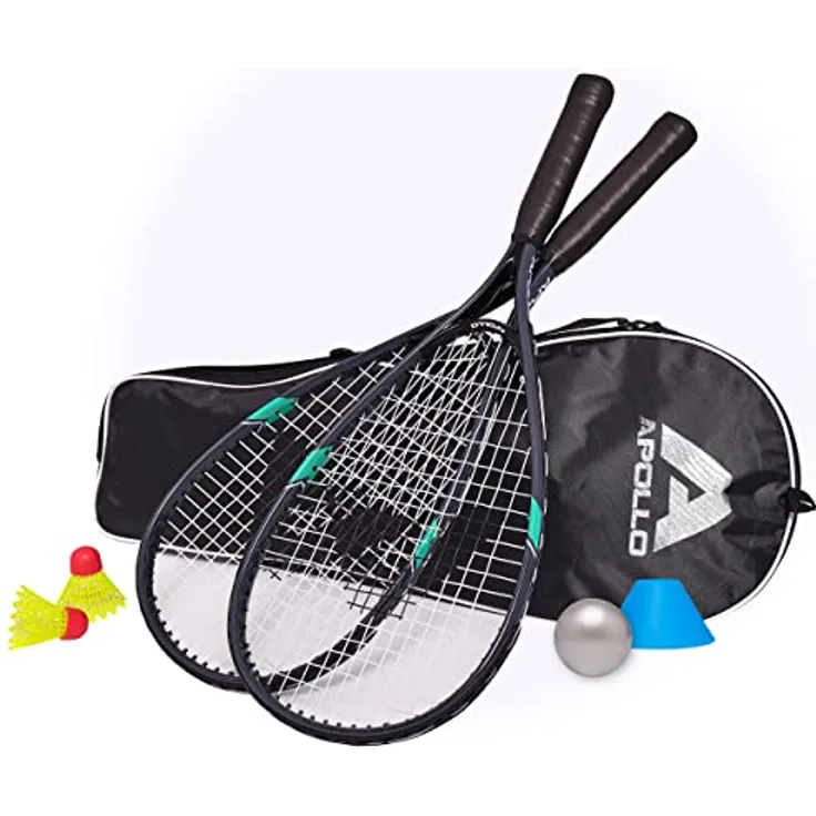 Apollo Speed Badminton Set | Schläger in versch. Farben | Federball | Squash Schläger | Tasche und Badmintonschläger | Schläger | Federball Set Kinder