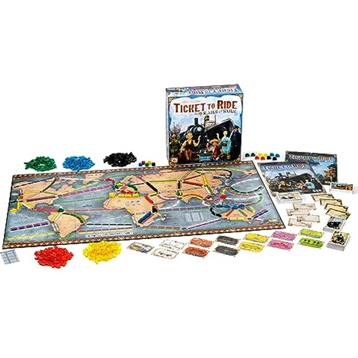 Enigma Ticket to Ride – Sails and Rails (Nordic), Brettspiel mit doppelseitigem Spielbrett, 165 Zugwagen und 250 Schiffen – Bild 2