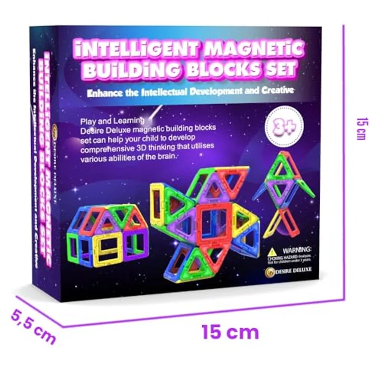 Desire Deluxe Magnetische Bausteine, 30-teiliges Konstruktionsspielzeug-Set für Kinder, Spiel | STEM Kreativität, pädagogische Magnete Spielzeugblöcke Jungen und Mädchen im Alter von 3 4 5 6 7 Jahren – Bild 9