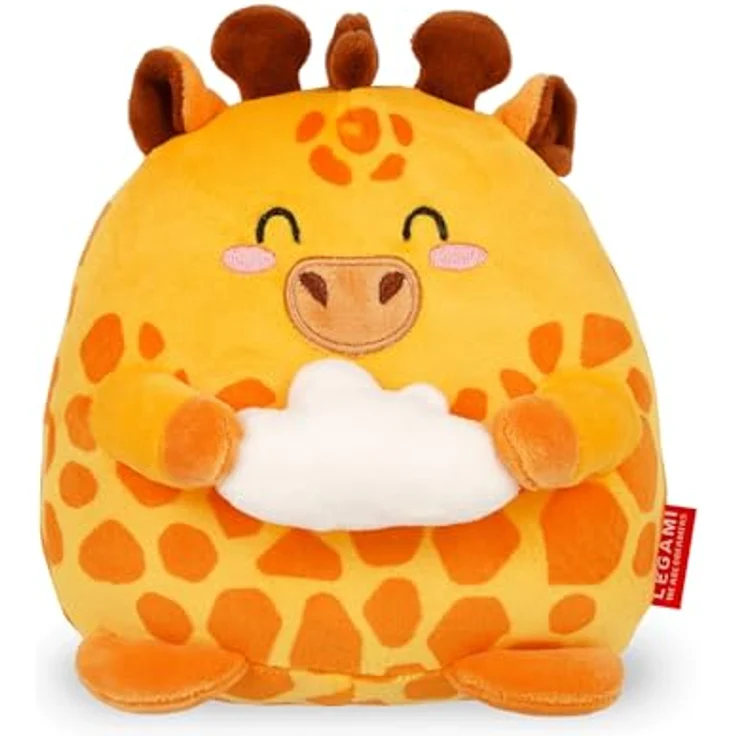 Legami Super Soft Plush Mini Giraffe, plüschiges Kuscheltier mit personalisierbarer ID Karte, steht allein, 14x15x12 cm, gelb – Bild 1
