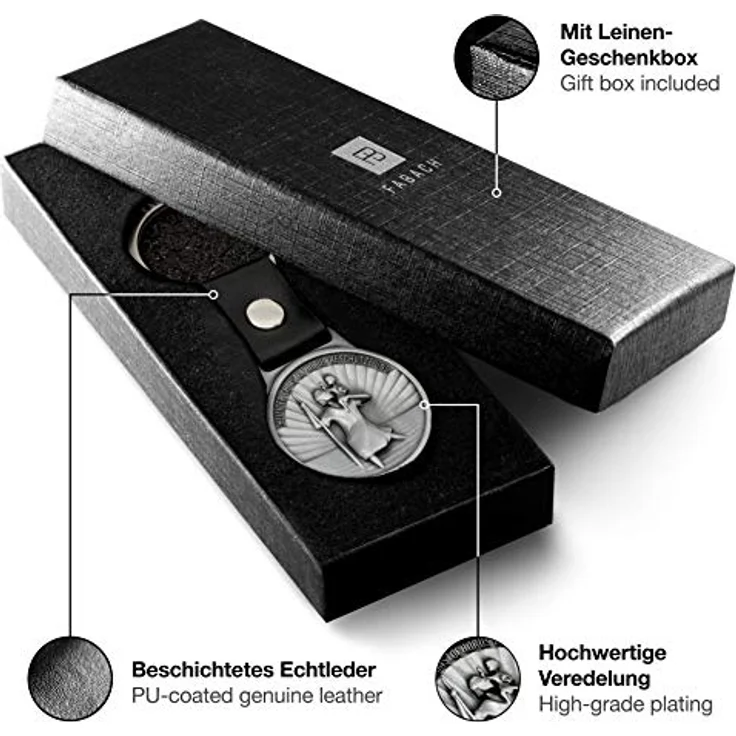 FABACH Christophorus Schlüsselanhänger am Lederband - Schutzpatron für Autofahrer und Reisende - Heilige Christophorus Plakette Auto Glücksbringer - Schutzengel Auto Motorrad Anhänger modern – Bild 2