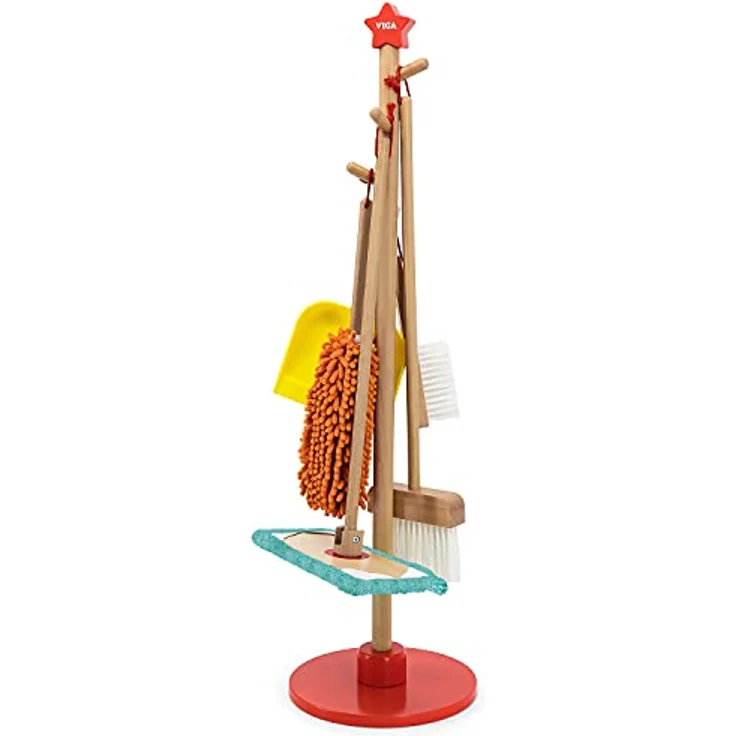 VIGA Viga Cleaning Tool Set, sicheres Holzspielzeug für Kleinkinder, fördert Feinmotorik und Kreativität, EN71-konform – Bild 3