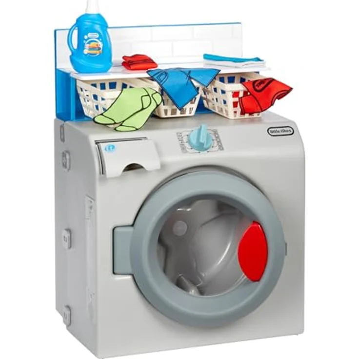 Little Tikes Washer Dryer, Spielzeug-Waschtrockner im Vintage-Stil mit realistischen Geräuschen und 7 Zubehörteilen, für Kinder ab 2 Jahren – Bild 1