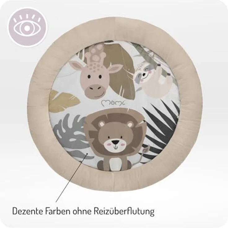 MoMi LUANI Spielset – Spielbogen mit Krabbeldecke, Ø 72 cm, 10 cm Umrandung, 6 Spielzeuge zur motorischen Förderung – Bild 4