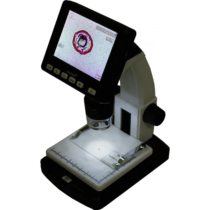 Levenhuk DTX 500 LCD Digitales Mikroskop, schwarz/weiss mit hochauflösendem Display und einfacher Bedienung