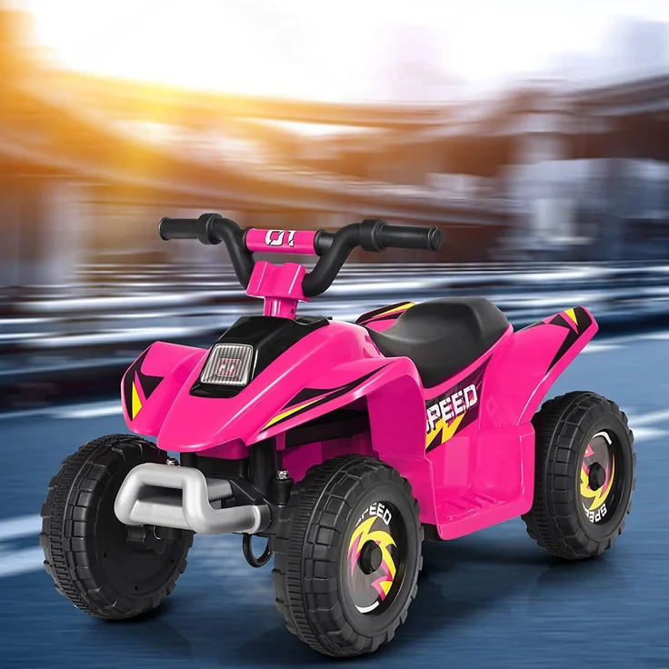 Dreamade 6V Elektrisches Kinder-Quad mit Rückwärtsgang & Elektrischer Bremse, Mini Elektroquad für Kinder bis 30 kg, max. 4,6 km/h, Rosa