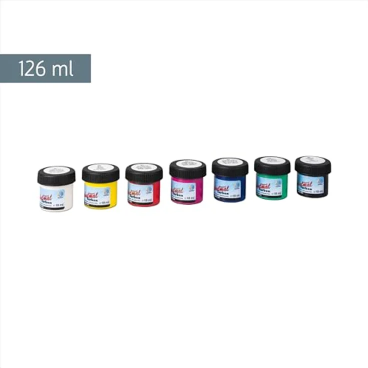 Lukas 108007 Original Schulmalfarben, 7 Farben (18ml) - Brillante Farbtöne für Papier, Leinwand, Holz und mehr, geruchsarm und wasserverdünnbar, Made in Germany – Bild 2