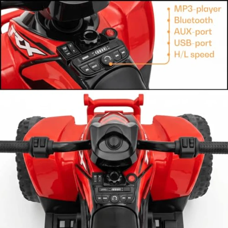 Vrooomy Honda TRX90X Elektro Kinderquad 12V, robust mit neuem Li-Ionen-Akku, für 3-6 Jahre, rot, MP3-Player, Stoßdämpfer und LED-Beleuchtung – Bild 8