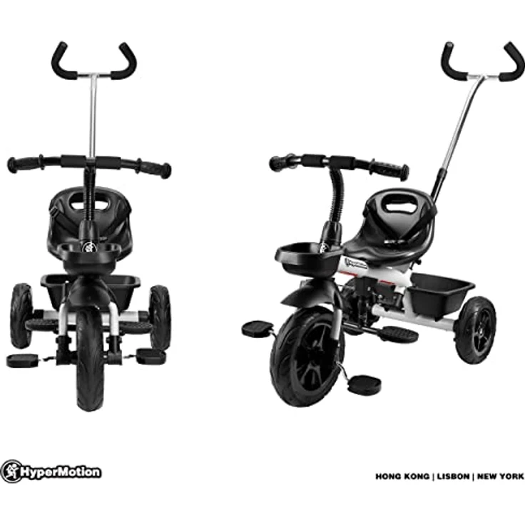 HyperMotion Tobi Vector Dreirad für Kinder mit Steuergriff, Sicherheitsgurten, bequemem Sattel, breite Räder, Grau – Bild 3