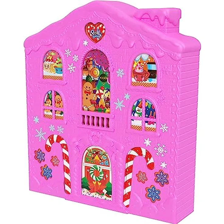 POLLY POCKET Adventskalender-Haus - 25 Überraschungen, 2 Puppen, 27 Zubehörteile, Lebkuchenhaus-Design, Weihnachtsbaum, Skier, für Kinder ab 4 Jahren, HKW16 – Bild 5
