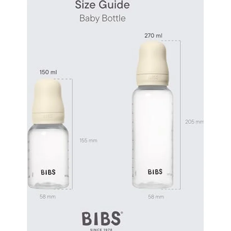 BIBS Babyflasche 270 ml, Silikonsauger, Anti-Kolik, BPA-frei, mittlerer Fluss, leicht zu reinigen, ab 0 Jahren - Ivory – Bild 3
