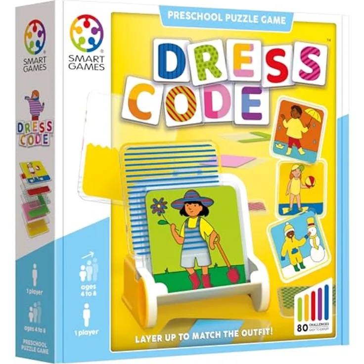 SMART Toys & Games Dress Code, Brettspiel zur Förderung von logischem Denken und motorischen Fähigkeiten, 80 Aufgaben, für Kinder ab 4 Jahren